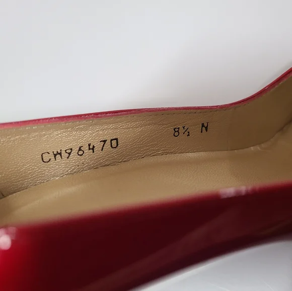 Stuart Weitzman Max Patent Leather Peep Toe Heels in Red Quasar Sz 8½N - Picture 6 of 13